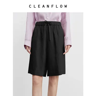 CLEANFLOW“经典重现” | 100%纯汉麻手工松紧腰百搭短裤女小个子